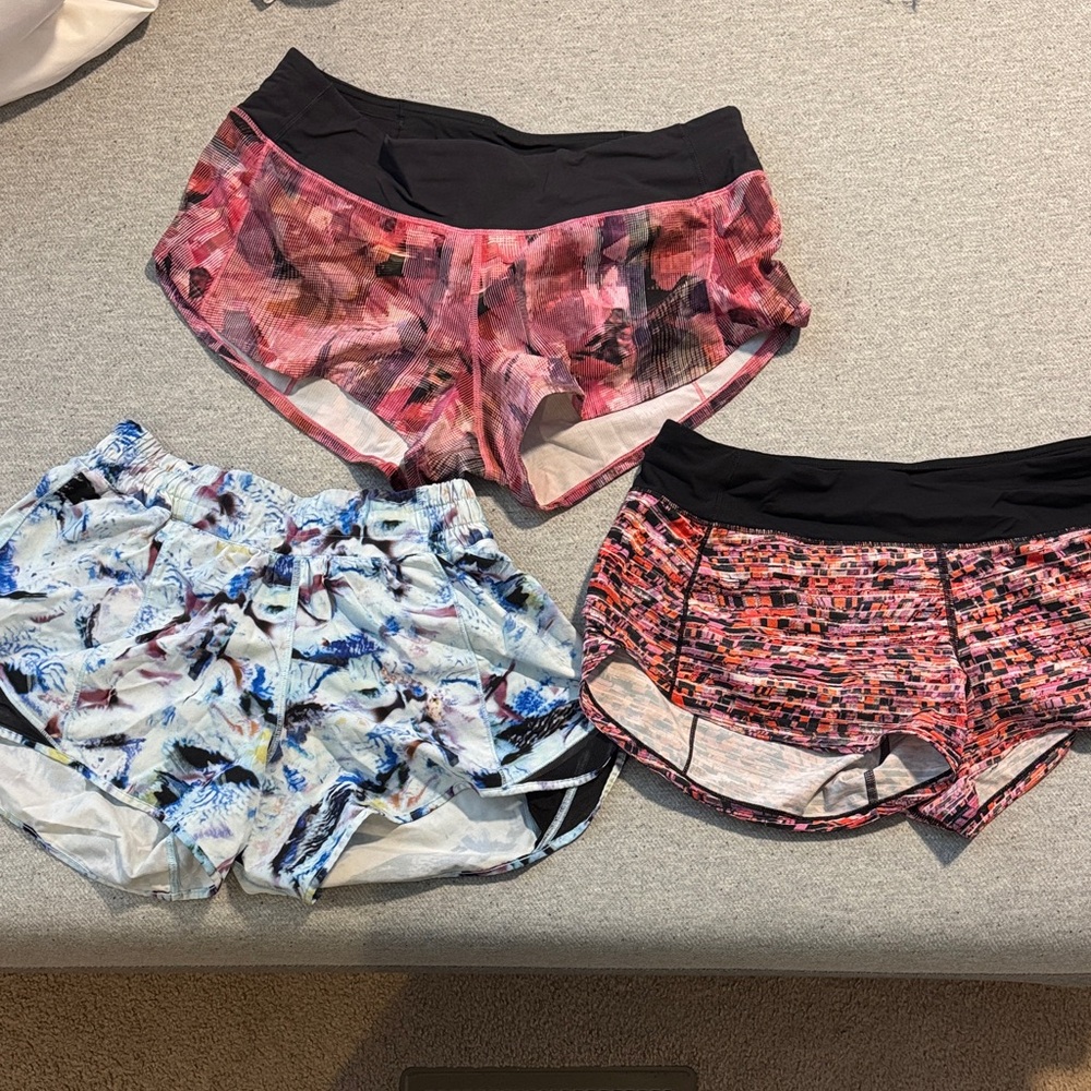 3 pairs lululemon running shorts